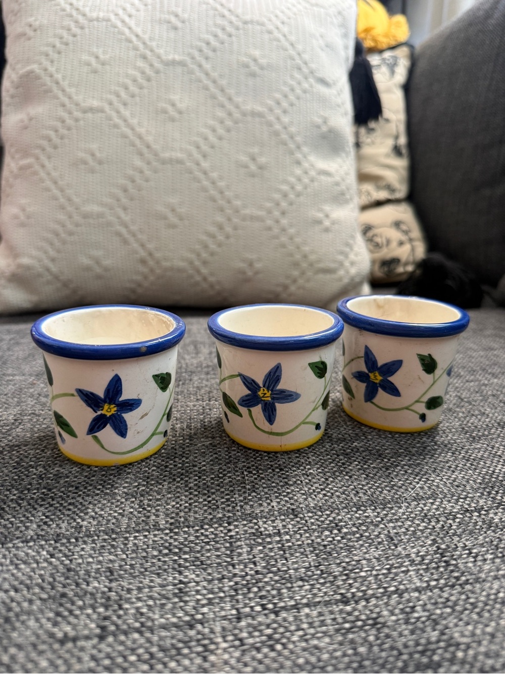 Hand-Painted Blue Floral Ceramic Mini PARTYLITE (3)